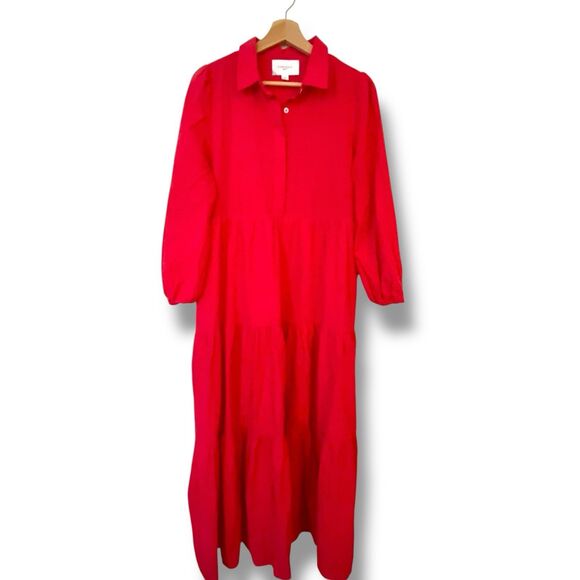 Tuckernuck Pomander Place Hibiscus Red Cotton Mabel Maxi Dress Size Large - Picture 5 of 13